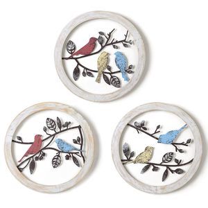 Bird Wall Decor Rustic - Farmhouse Wood Birds On Tree Branch Outdoor Wall Art🖖